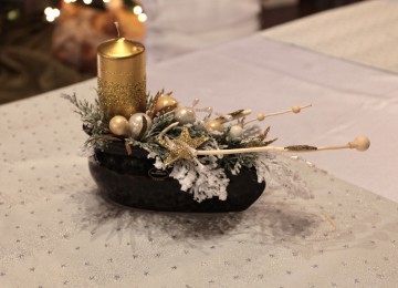 vianočná dekorácia na stôl
